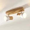 Gang|Loftlamper ^ Lindby loftlampe Thorin, 27 cm, 2 lyskilder, hvid, træ, E14
