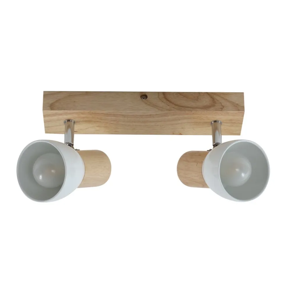 Gang|Loftlamper ^ Lindby loftlampe Thorin, 27 cm, 2 lyskilder, hvid, træ, E14