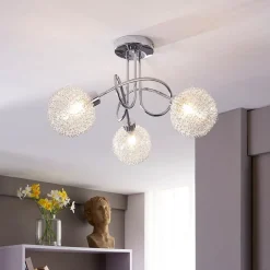 Lindby Loftlamper > loftlampe Ticino, Ø 40 cm, krom, glas, metal