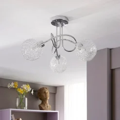 Lindby Loftlamper > loftlampe Ticino, Ø 40 cm, krom, glas, metal