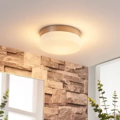 Lindby Loftlamper > loftlampe til badeværelset Amilia, Ø 18 cm, E27, nikkel, glas