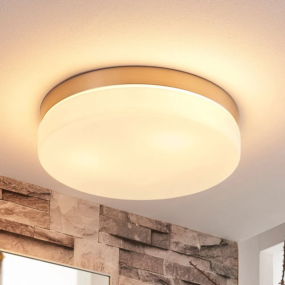 Lindby Loftlamper > loftlampe til badeværelset Amilia, Ø 30 cm, E27, nikkel, glas