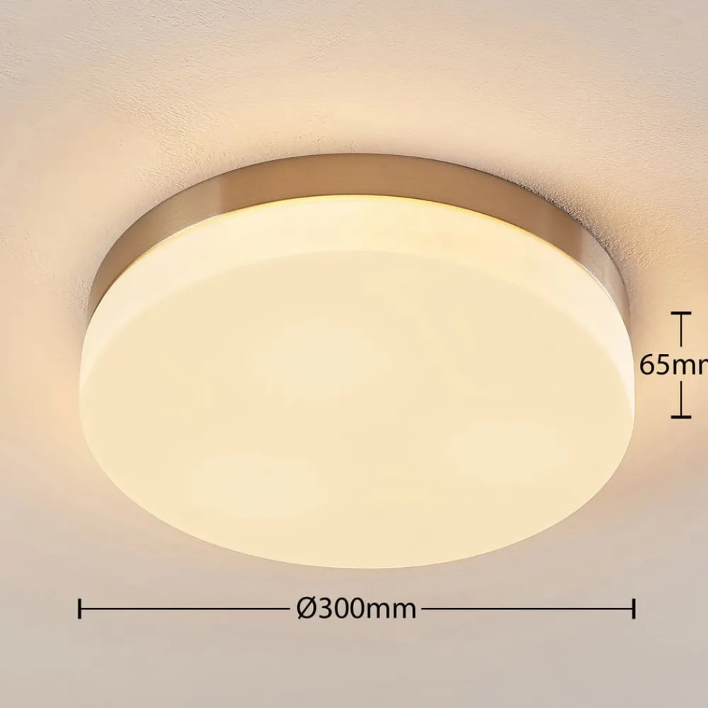 Lindby Loftlamper > loftlampe til badeværelset Amilia, Ø 30 cm, E27, nikkel, glas