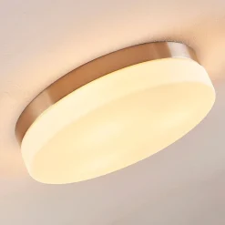 Lindby Loftlamper > loftlampe til badeværelset Amilia, Ø 30 cm, E27, nikkel, glas