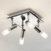 Loftlamper|Loftlamper ^ Lindby loftlampe til bad Zela, 32 cm, krom, 4 lyskilder, IP44