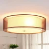 Lindby Gang|Loftlamper > loftlampe Tobia, brun, tekstil, Ø 50 cm, E27