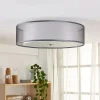 Lindby Loftlamper > loftlampe Tobia, grå, tekstil, Ø 50 cm, E27