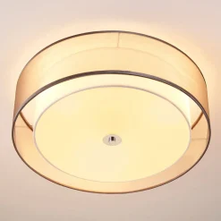 Lindby Loftlamper > loftlampe Tobia, grå, tekstil, Ø 50 cm, E27