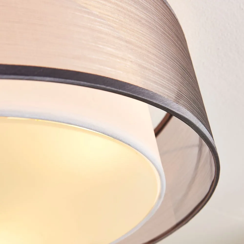 Lindby Loftlamper > loftlampe Tobia, grå, tekstil, Ø 50 cm, E27
