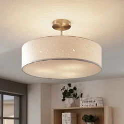 Lindby Gang|Loftlamper > loftlampe Umma, afstand, hvid, stof, Ø 50 cm, E27