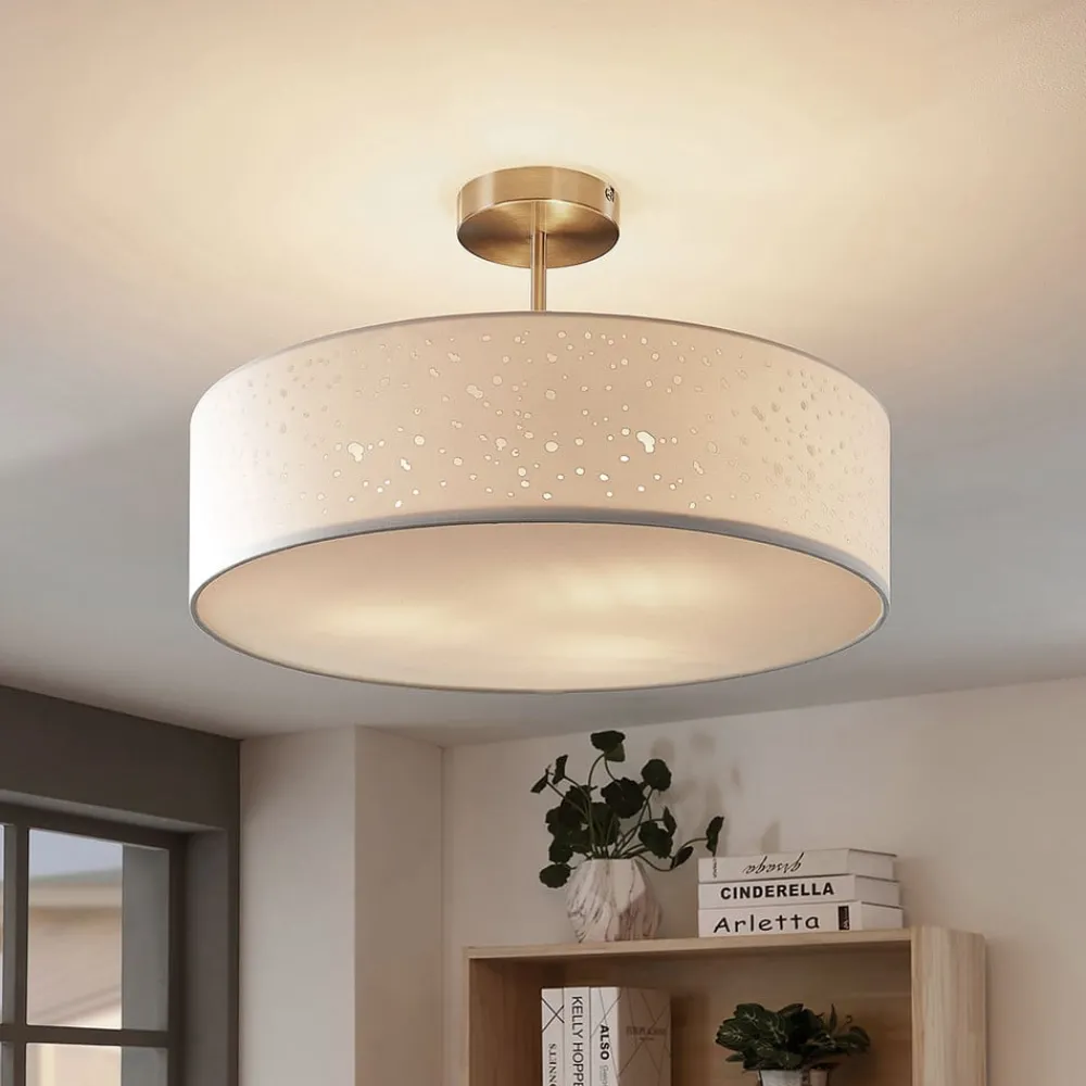 Lindby Gang|Loftlamper > loftlampe Umma, afstand, hvid, stof, Ø 50 cm, E27