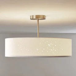 Lindby Gang|Loftlamper > loftlampe Umma, afstand, hvid, stof, Ø 50 cm, E27