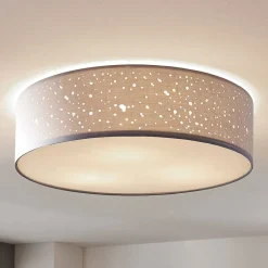 Lindby Loftlamper|Loftlamper > loftlampe Umma, grå, stof, Ø 50 cm, E27
