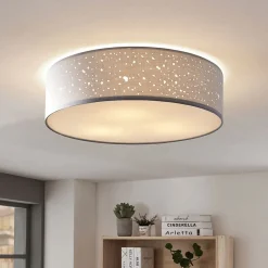 Lindby Loftlamper|Loftlamper > loftlampe Umma, grå, stof, Ø 50 cm, E27