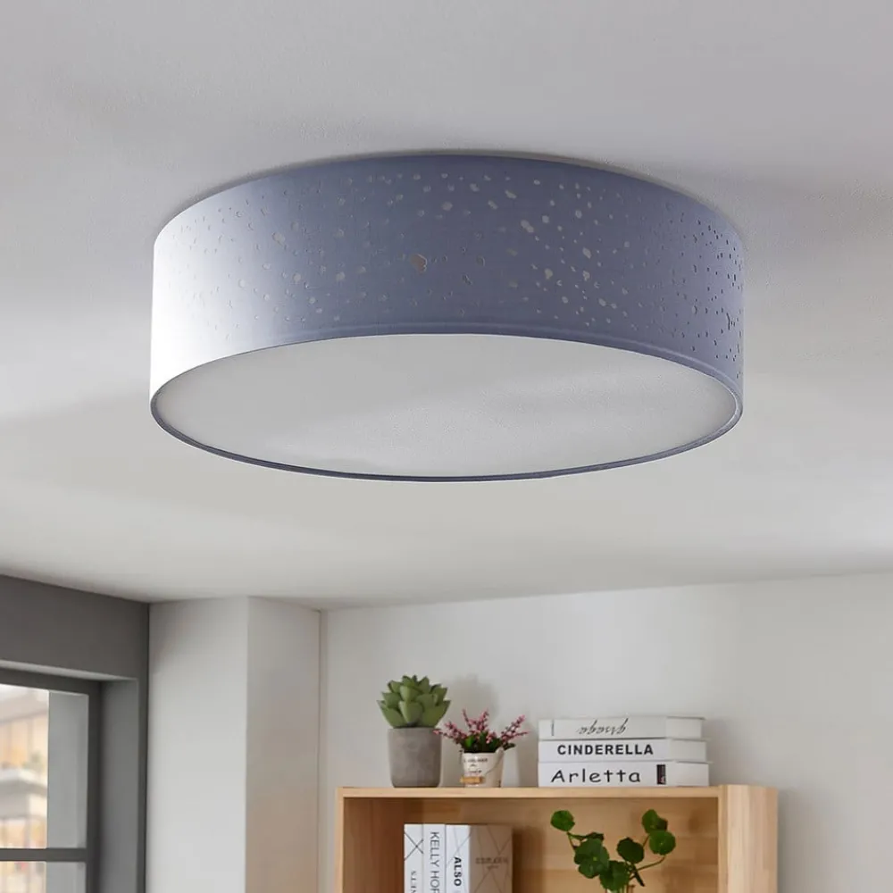 Lindby Loftlamper|Loftlamper > loftlampe Umma, grå, stof, Ø 50 cm, E27