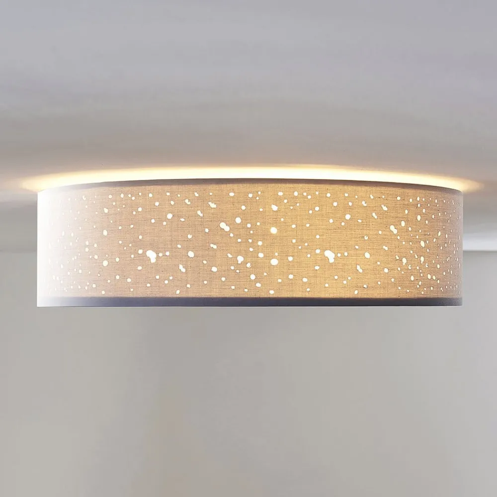 Lindby Loftlamper|Loftlamper > loftlampe Umma, grå, stof, Ø 50 cm, E27