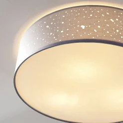 Lindby Loftlamper|Loftlamper > loftlampe Umma, grå, stof, Ø 50 cm, E27