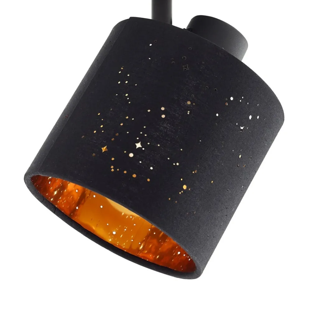 Lindby Loftlamper > loftlampe Vasilia, 3 lyskilder, sort/guld, stof