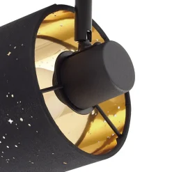 Lindby Loftlamper > loftlampe Vasilia, 3 lyskilder, sort/guld, stof