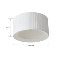 Loftlamper|Loftlamper ^ Lindby loftlampe Virelle, hvid, tekstil, Ø 40 cm, E27