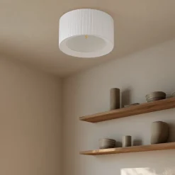 Loftlamper|Loftlamper ^ Lindby loftlampe Virelle, hvid, tekstil, Ø 40 cm, E27