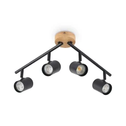 Loftlamper|Loftlamper ^ Lindby loftlampe Xiomara, 4 lyskilder, 68 cm lang, træ