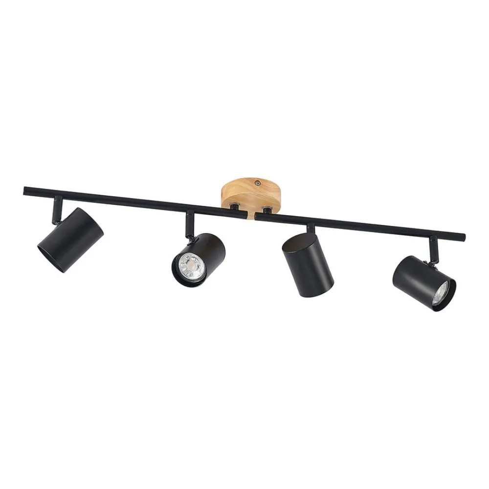 Loftlamper|Loftlamper ^ Lindby loftlampe Xiomara, 4 lyskilder, 68 cm lang, træ