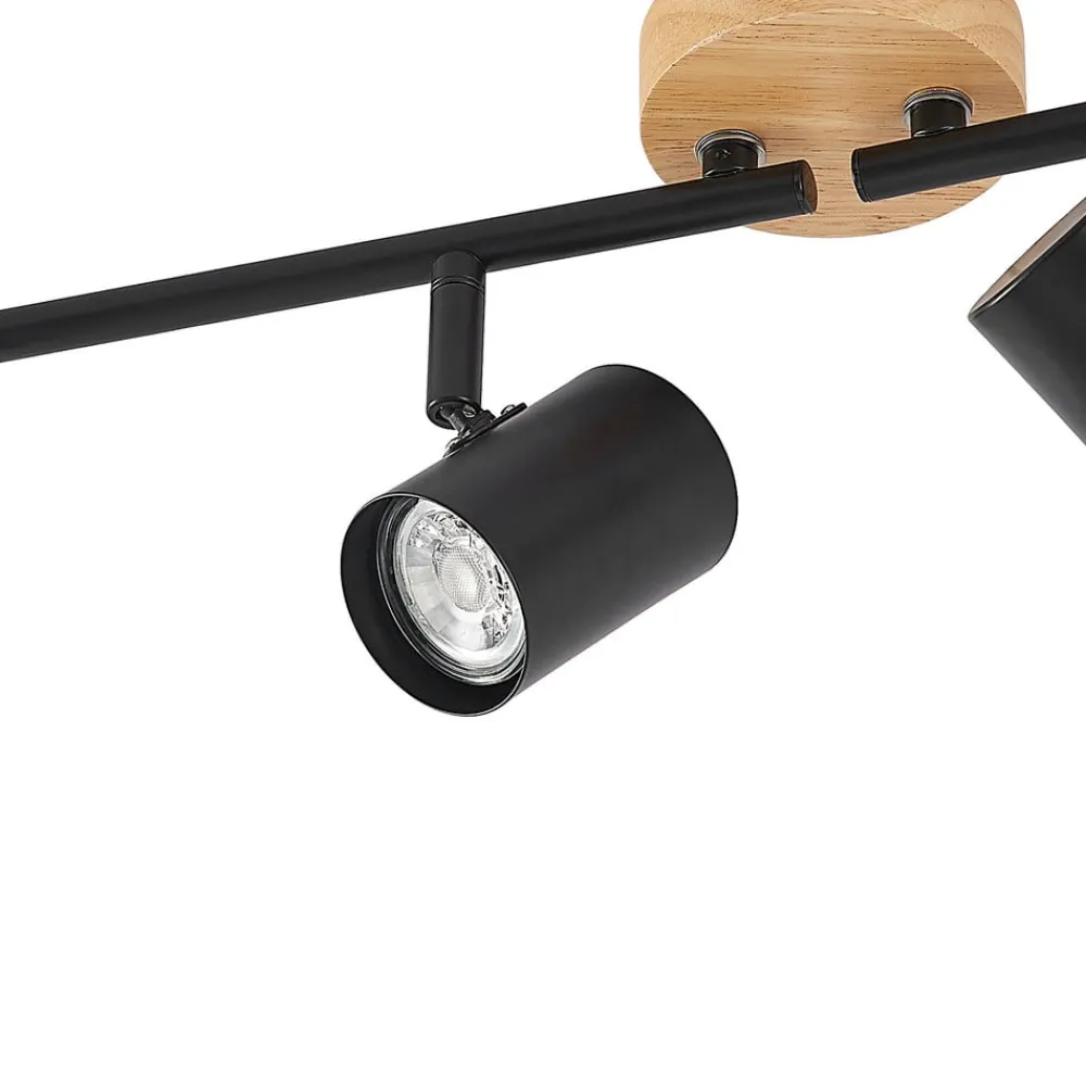 Loftlamper|Loftlamper ^ Lindby loftlampe Xiomara, 4 lyskilder, 68 cm lang, træ