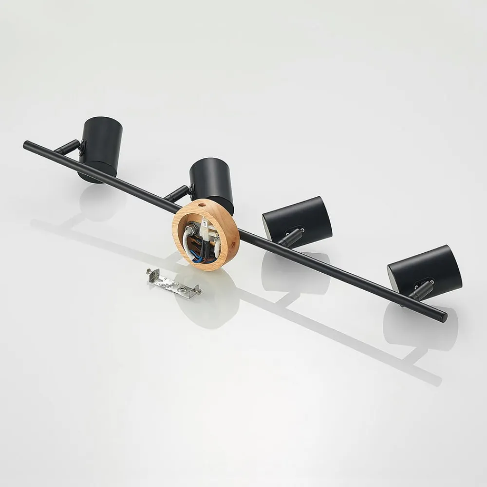 Loftlamper|Loftlamper ^ Lindby loftlampe Xiomara, 4 lyskilder, 68 cm lang, træ