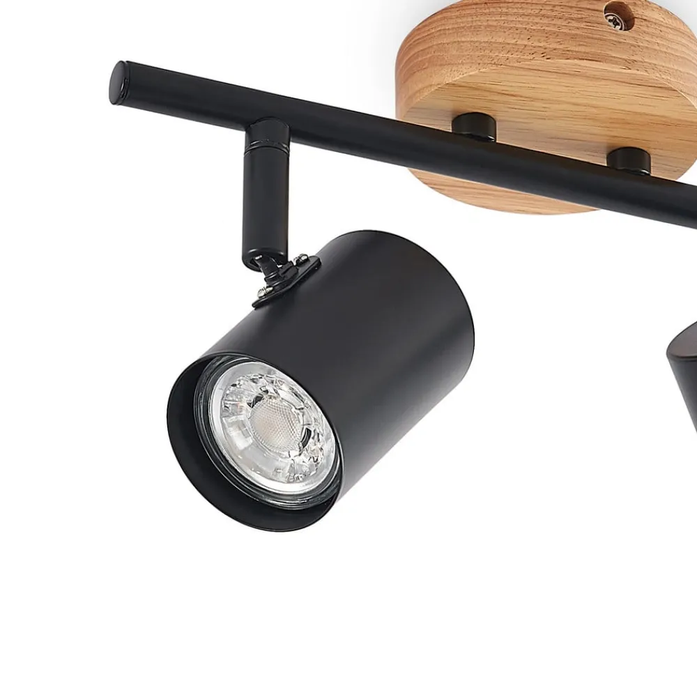 Loftlamper|Spotlights ^ Lindby loftlampe Xiomara, 2 lyskilder, 27 cm lang, træ