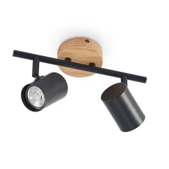 Loftlamper|Spotlights ^ Lindby loftlampe Xiomara, 2 lyskilder, 27 cm lang, træ