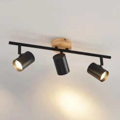 Gang|Loftlamper ^ Lindby loftlampe Xiomara, 3 lyskilder, 68 cm lang, træ