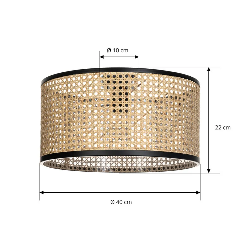 Lindby Gang|Loftlamper > Loftlampe Yaelle, Ø 40 cm, Rattan, sort, E27
