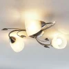 Lindby Loftlamper|Loftlamper > loftlampe Yannie, 3 lyskilder, 50 cm, nikkel/hvid, glas