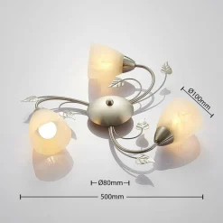 Lindby Loftlamper|Loftlamper > loftlampe Yannie, 3 lyskilder, 50 cm, nikkel/hvid, glas
