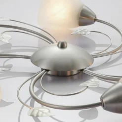 Lindby Gang|Loftlamper > loftlampe Yannie, 5 lyskilder, 60 cm, nikkel/hvid, glas