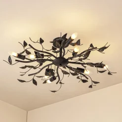 Lindby Loftlamper|Pendellamper > loftlampe Yos, 8 lyskilder, 85 cm, sort-guld, E14
