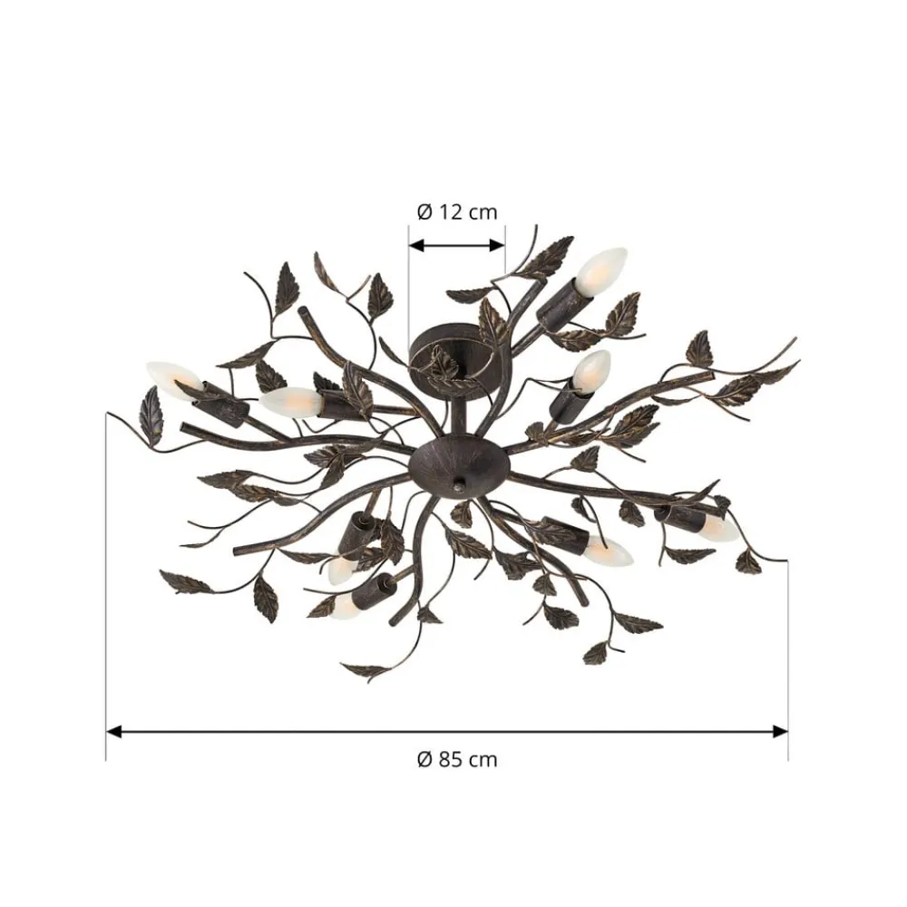 Lindby Loftlamper|Pendellamper > loftlampe Yos, 8 lyskilder, 85 cm, sort-guld, E14