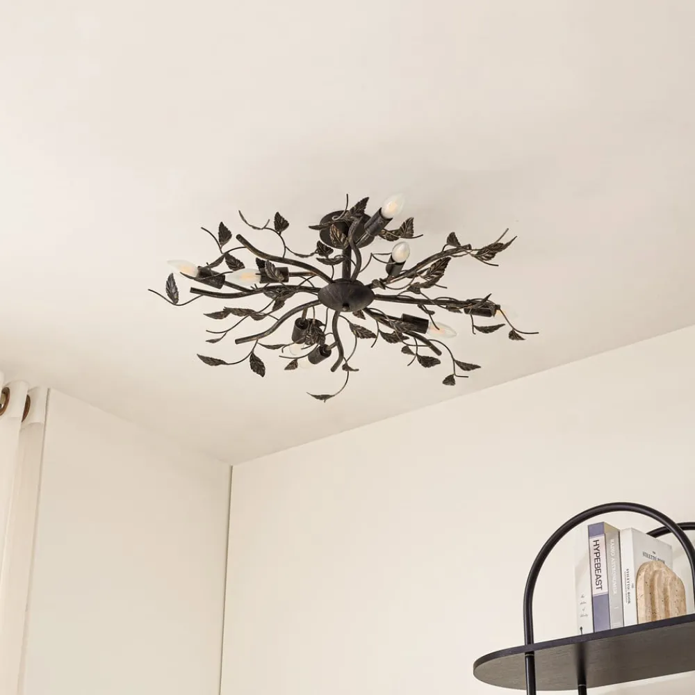 Lindby Loftlamper|Pendellamper > loftlampe Yos, 8 lyskilder, 85 cm, sort-guld, E14