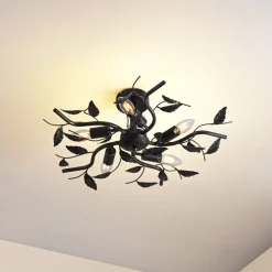 Gang|Loftlamper ^ Lindby loftlampe Yos, 5 lyskilder, 58 cm, sort-guld, E14