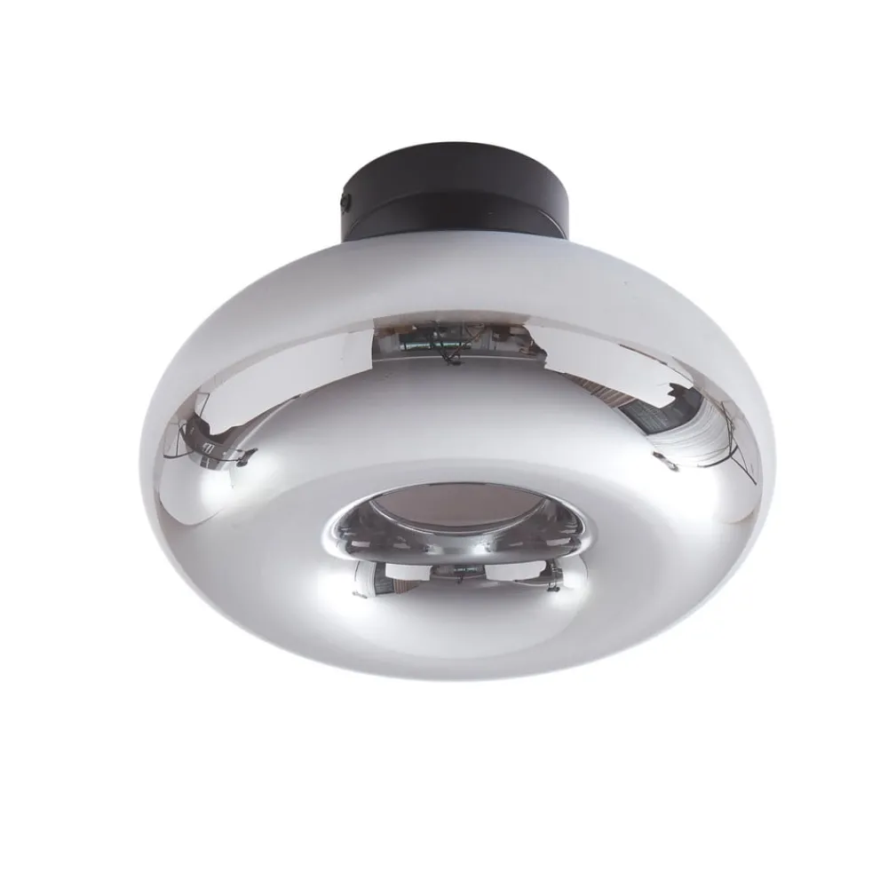 Lindby Gang|Loftlamper > loftlampe Zehra, Ø 28 cm, røgfarvet grå, glas