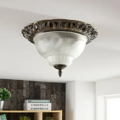Loftlamper ^ Lindby loftslampe Anni, ætset glasskærm