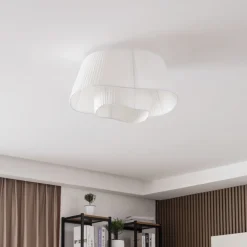 Lindby Loftlamper > loftslampe Eryndor, hvid, tekstil, Ø 47 cm, E27