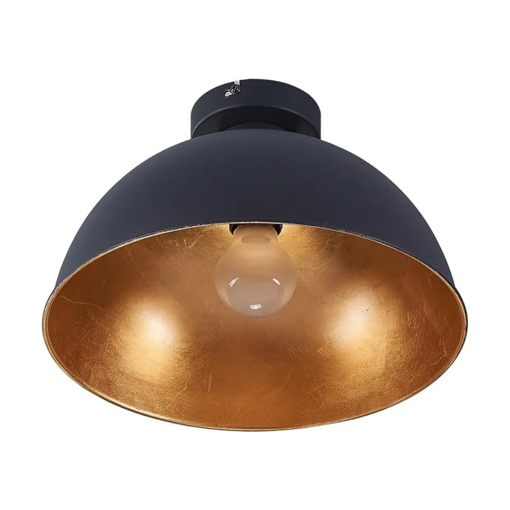 Loftlamper|Loftlamper ^ Lindby loftslampe Lya, Ø 31 cm, sort-guld, metal, E27