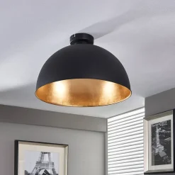 Lindby Loftlamper > loftslampe Lya, Ø 40 cm, sort-guld, metal