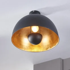 Lindby Loftlamper > loftslampe Lya, Ø 40 cm, sort-guld, metal