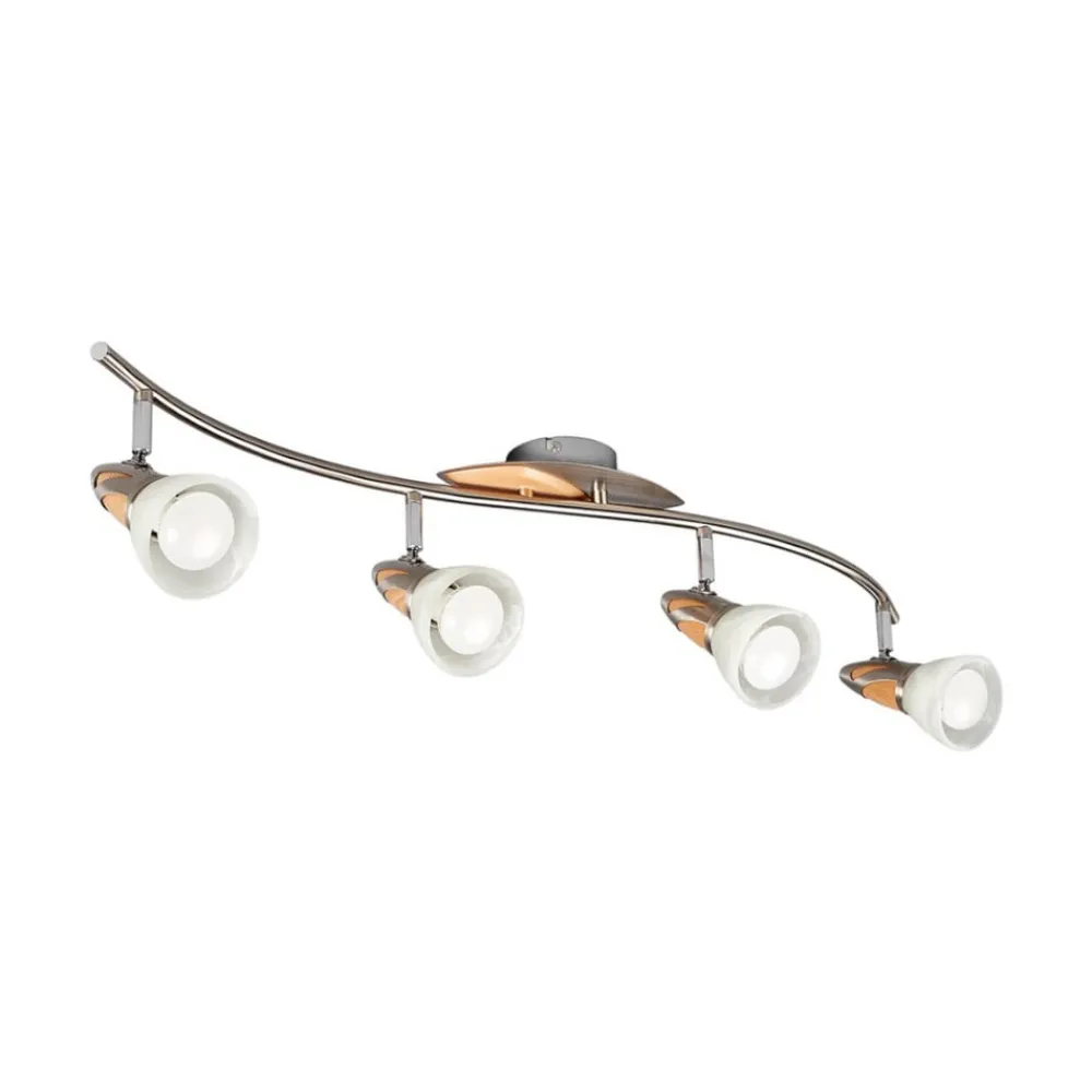 Lindby Loftlamper|Loftlamper > loftslampe Marena, 4-lys, glas, træ, 83 cm lang