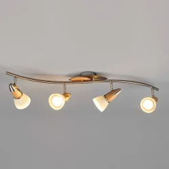 Lindby Loftlamper|Loftlamper > loftslampe Marena, 4-lys, glas, træ, 83 cm lang