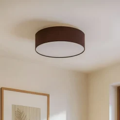 Lindby Gang|Loftlamper > loftslampe Sebatin, Ø 40 cm, lysebrun, stof, E27