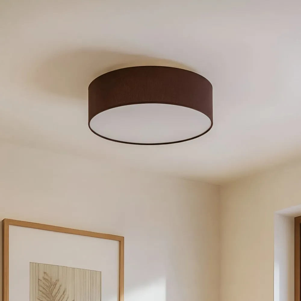 Lindby Gang|Loftlamper > loftslampe Sebatin, Ø 40 cm, lysebrun, stof, E27